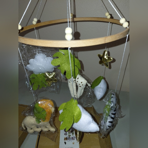 Safari Animal Baby Mobile with Clouds and Stars - Picture 2 of 7